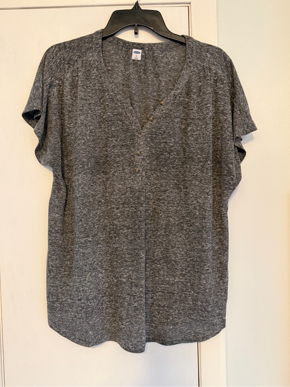 Heather Gray Short-Sleeve Henley Shirt - Old Navy